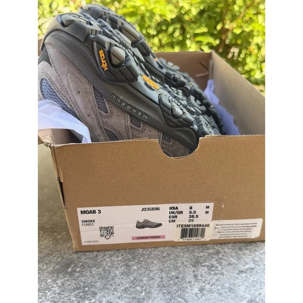 Merrell Women’s Moab 3 Low Hiking Shoes Smoke (Fumee) Size 8 8M NIB